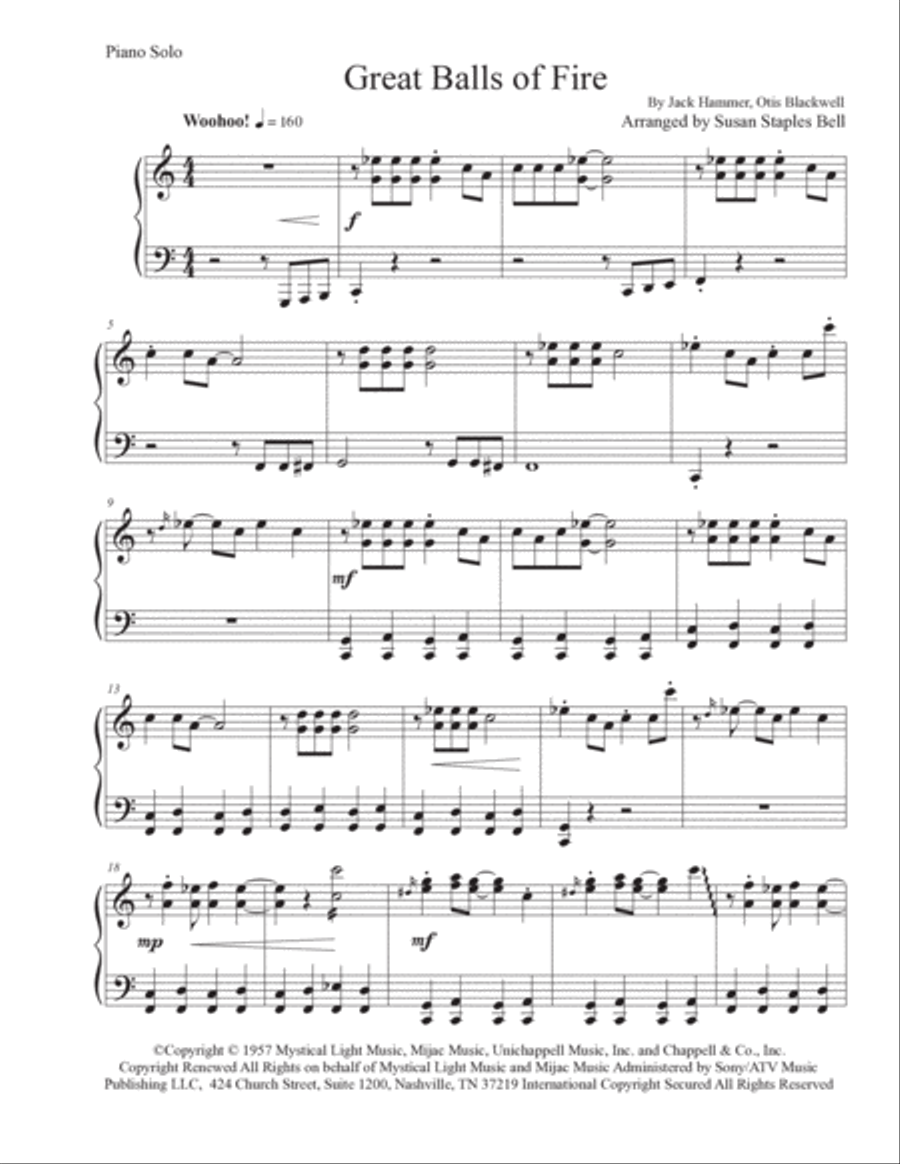 Great Balls Of Fire Piano Solo scores gallery preview page 2