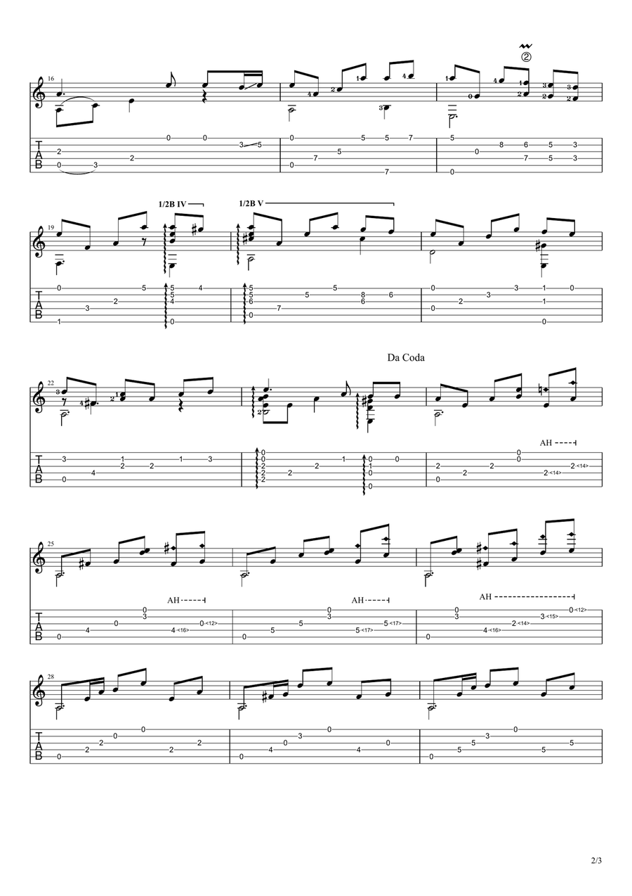 Lær meg å kjenne (Norwegian folk song), arrangement for solo guitar notes+tab Acoustic Guitar scores gallery preview page 2