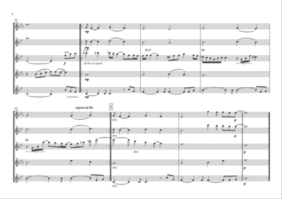 A Million Love Songs Saxophone Quartet scores gallery preview page 6