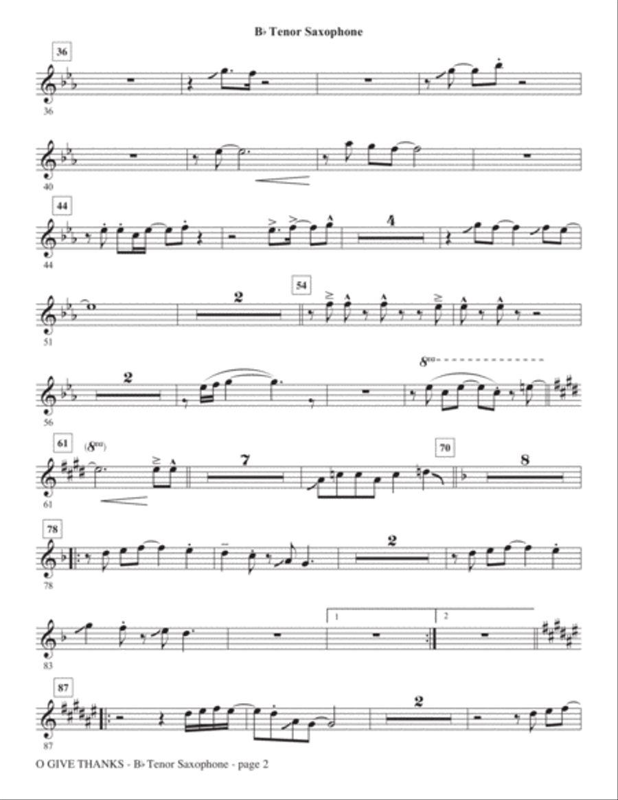 O Give Thanks - Tenor Sax (Trombone 2 sub.) Choir scores gallery preview page 2