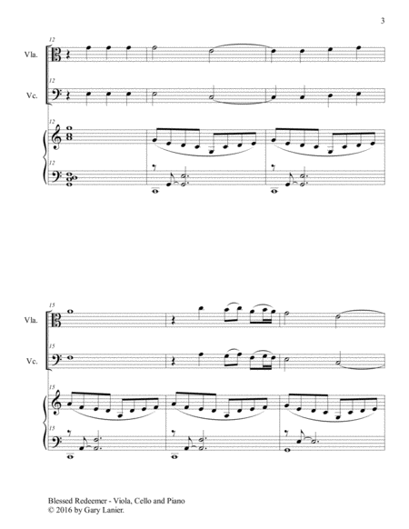 BLESSED REDEEMER (Trio – Viola, Cello & Piano with Score and Parts) image number null