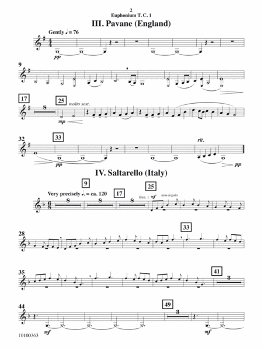 Courtly Airs and Dances - Bb Euphonium 1 T.C. Concert Band scores gallery preview page 2