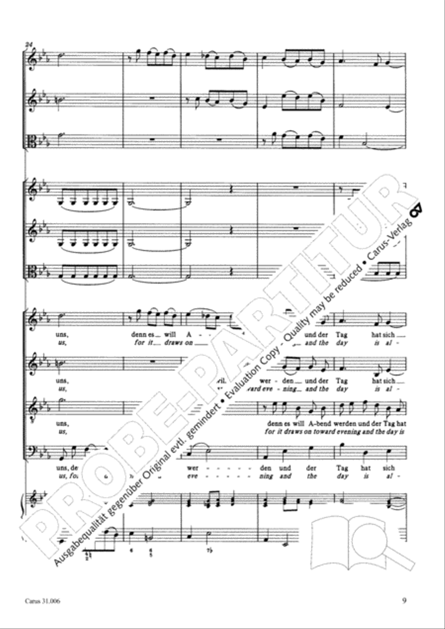 Stay with us, for it draws on toward evening (Bleib bei uns, denn es will Abend werden) 4-Part scores gallery preview page 10