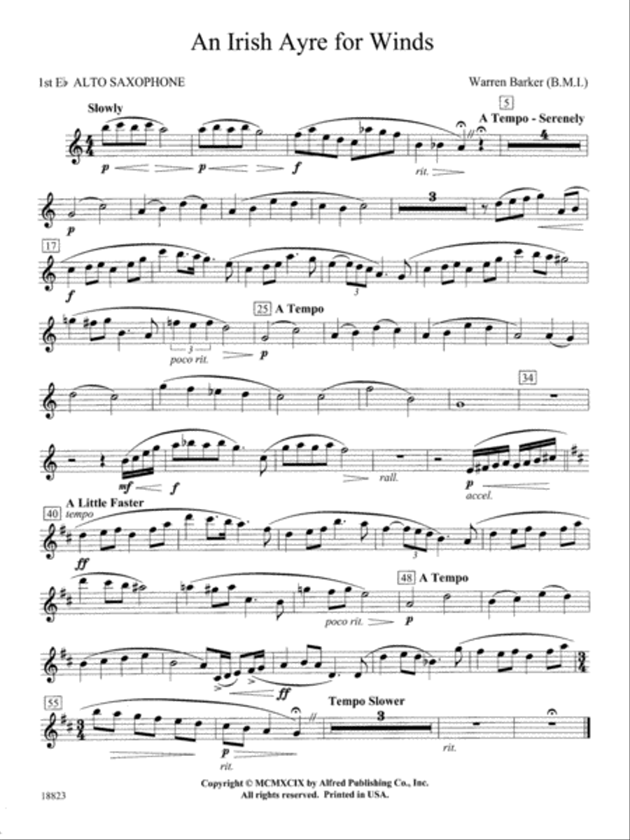 Irish Ayre for Winds: E-flat Alto Saxophone Concert Band scores gallery preview page 1