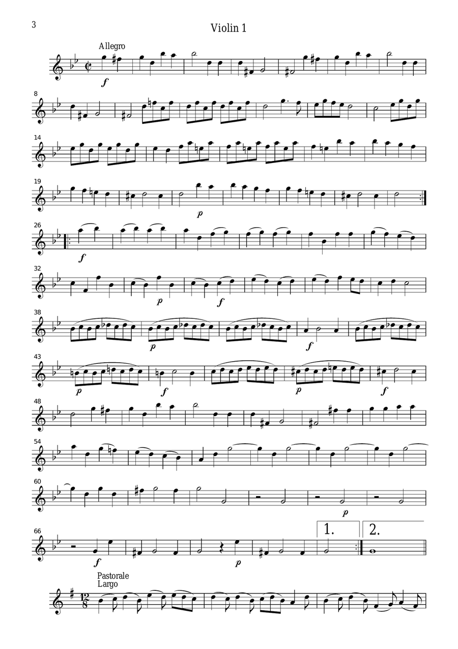 Corelli Christmas Concerto, for string quartet, CC101 String Quartet scores gallery preview page 3