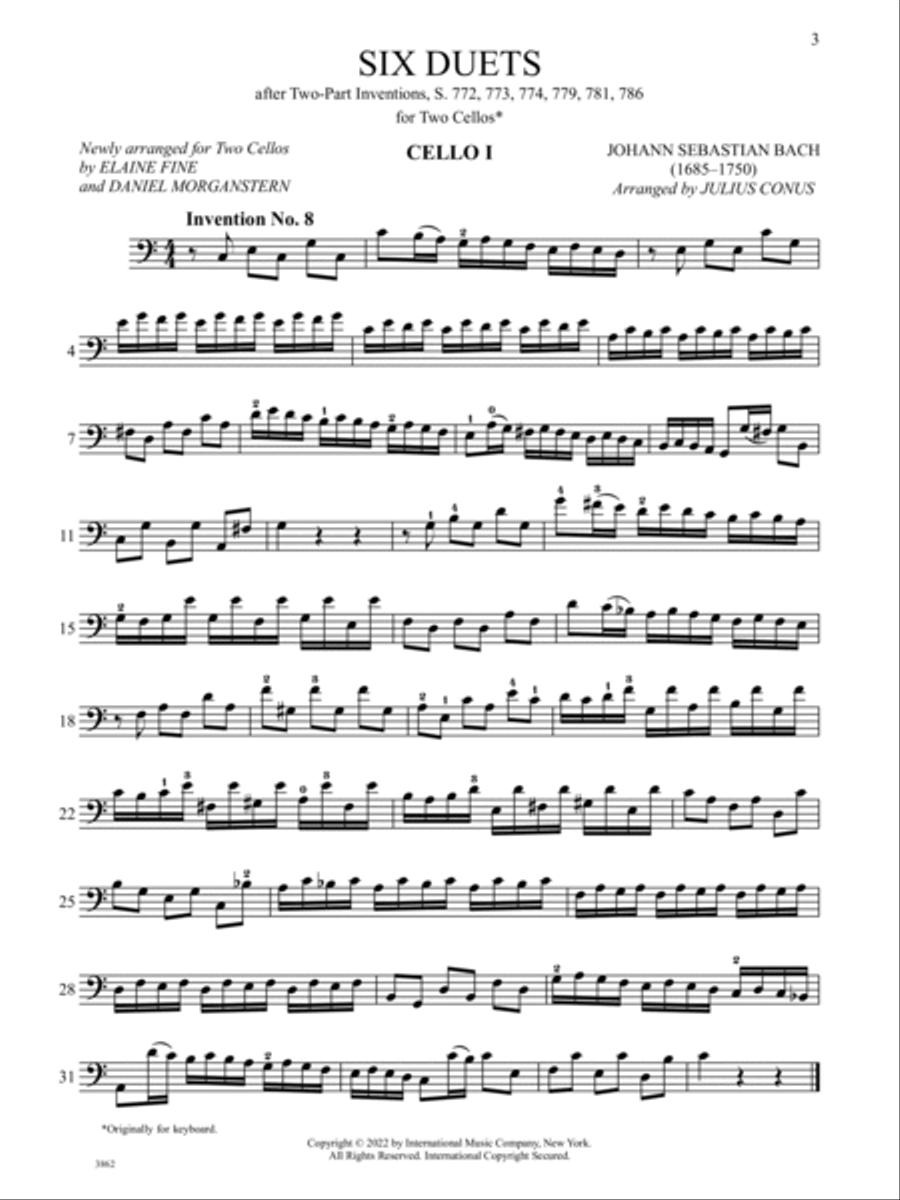Six Duets After Two-Part Inventions, S. 772, 773, 774, 779, 781, 786 Cello scores gallery preview page 2