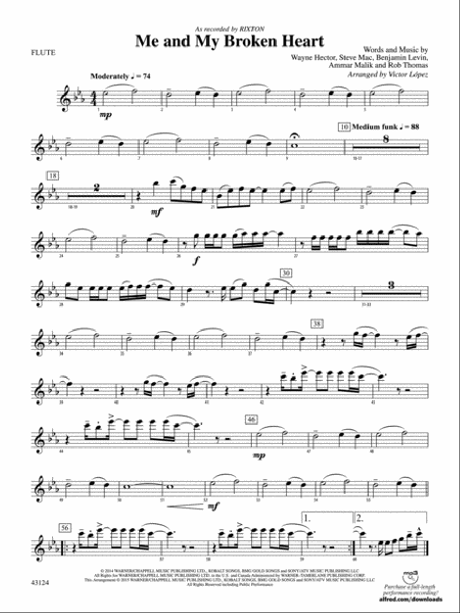 Me and My Broken Heart: Flute Concert Band scores gallery preview page 1