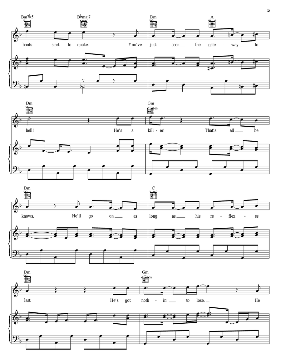 The Gunfighter Piano, Vocal, Guitar scores gallery preview page 5