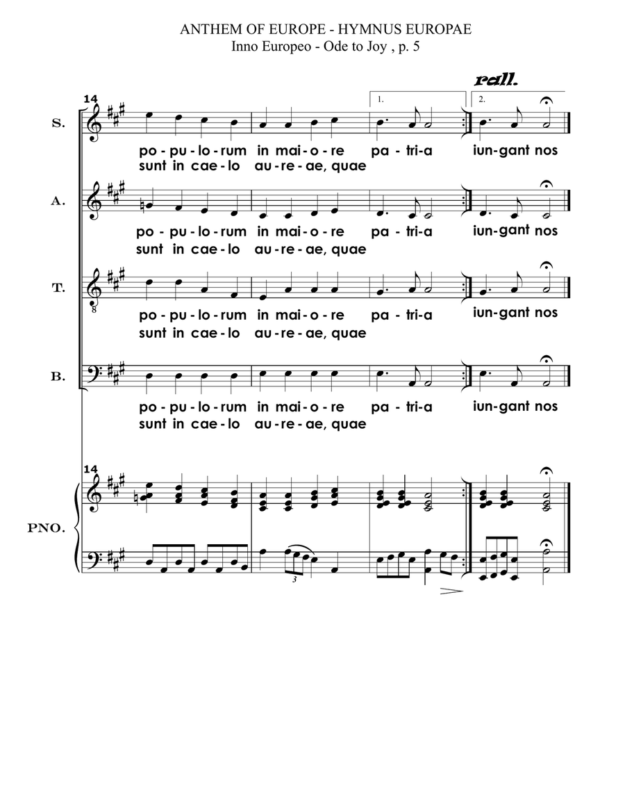 ANTHEM OF EUROPE - HYMNUS EUROPAE 4-Part scores gallery preview page 5