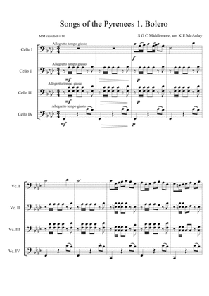 Songs of the Pyrenees no.1, Bolero, for cello quartet