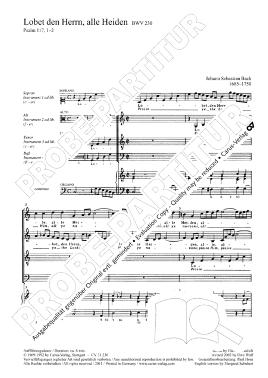 Praise ye the Lord, all ye nations (Lobet den Herrn, alle Heiden) 4-Part scores gallery preview page 3