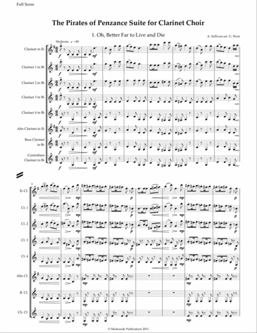 Pirates of Penzance Suite Clarinet Choir scores gallery preview page 2