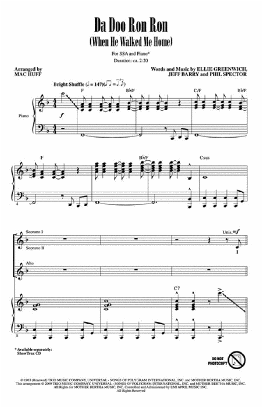 Da Doo Ron Ron Choir scores gallery preview page 2