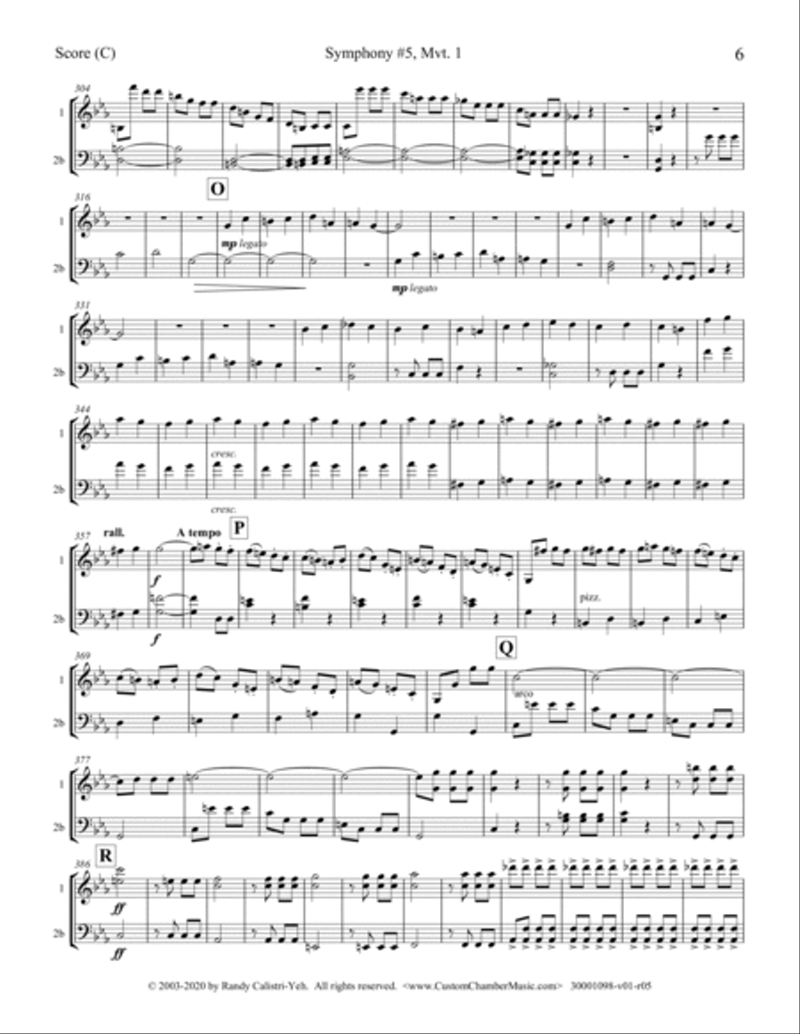 Beethoven Symphony No. 5, Op. 67, Mvt. 1 (violin/cello or violin/viola duet) String Duet scores gallery preview page 6