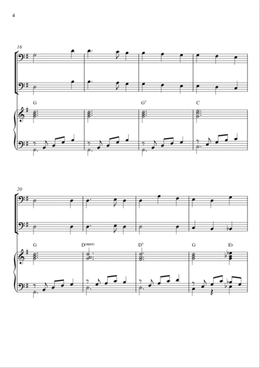 Traditional - Away in a Manger - (Trio Piano, Tuba and Violoncello) with chords Small Ensemble scores gallery preview page 4