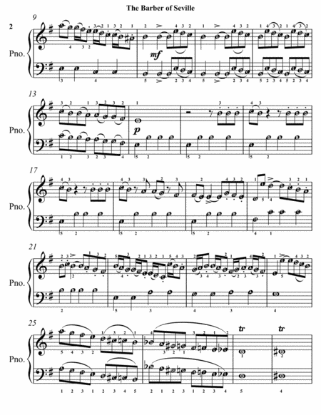 The Barber of Seville Easy Piano Sheet Music