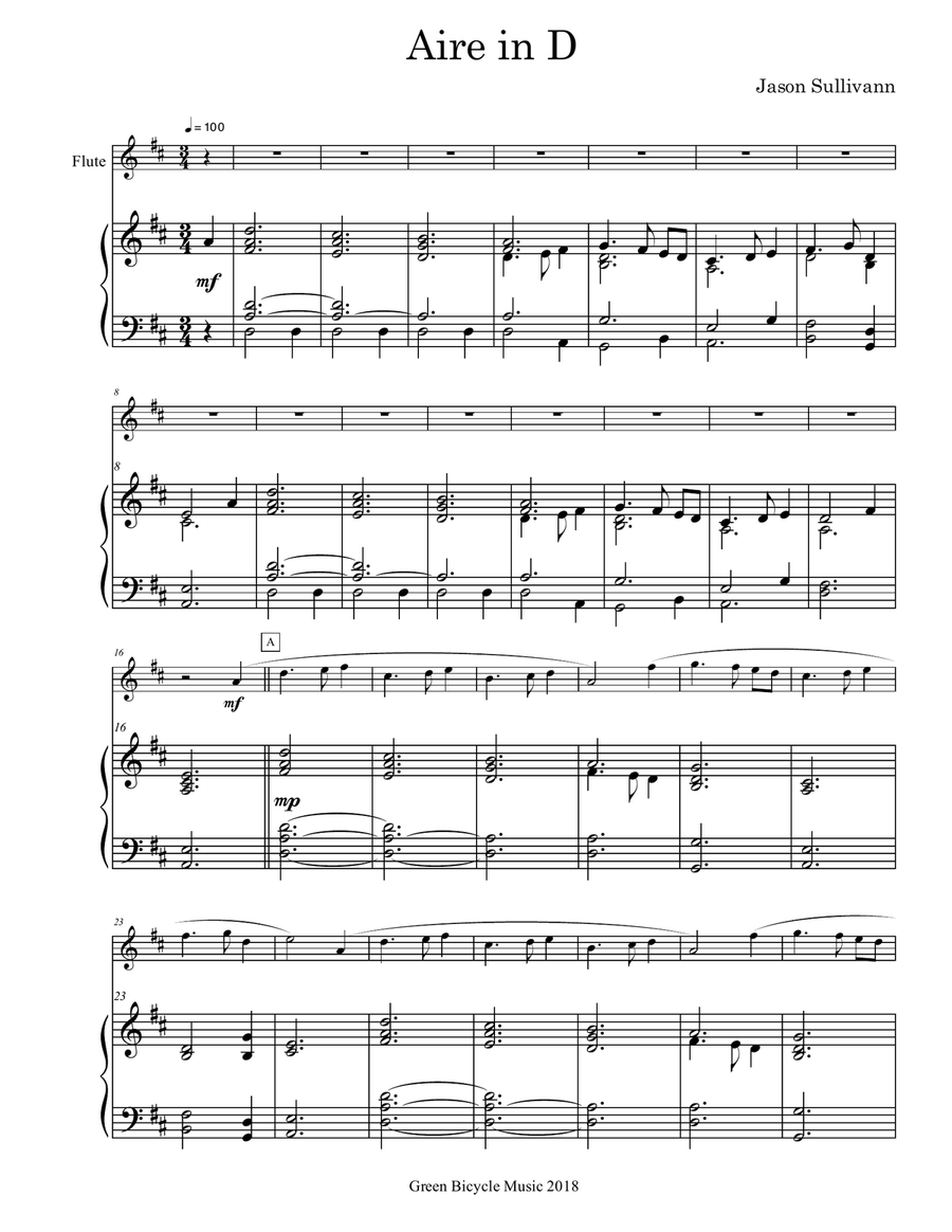 3 Aires for Flute and Piano Flute Solo scores gallery preview page 5