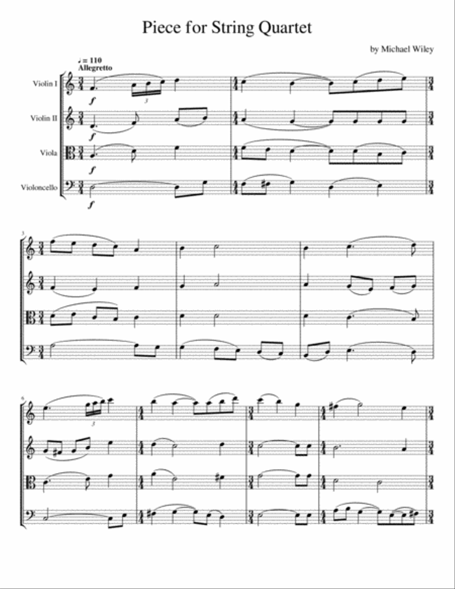 Piece for String Quartet String Quartet scores gallery preview page 1