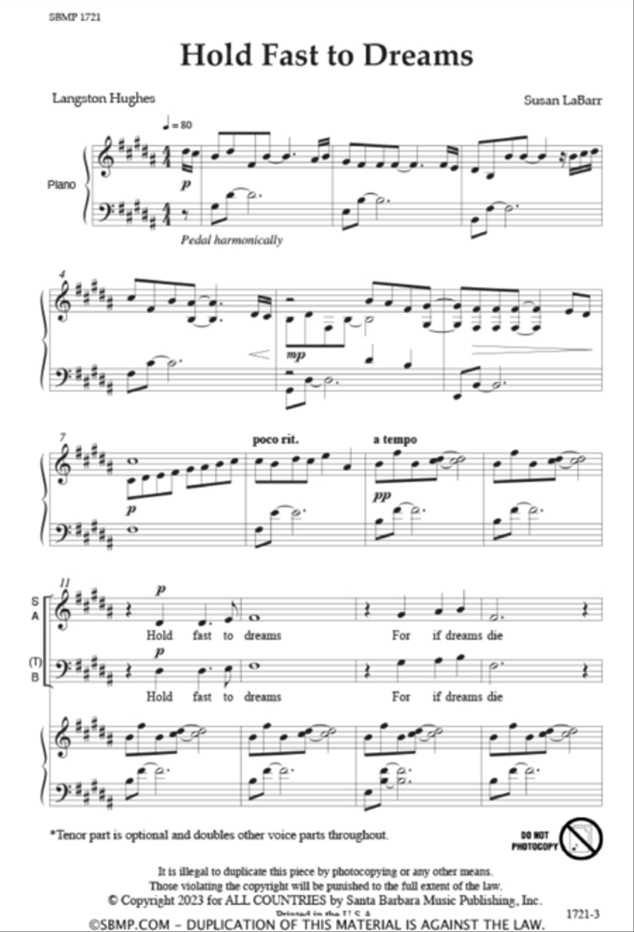Hold Fast to Dreams - SAB 3-Part scores gallery preview page 2