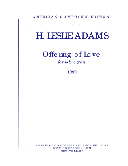 [Adams] Offering of Love