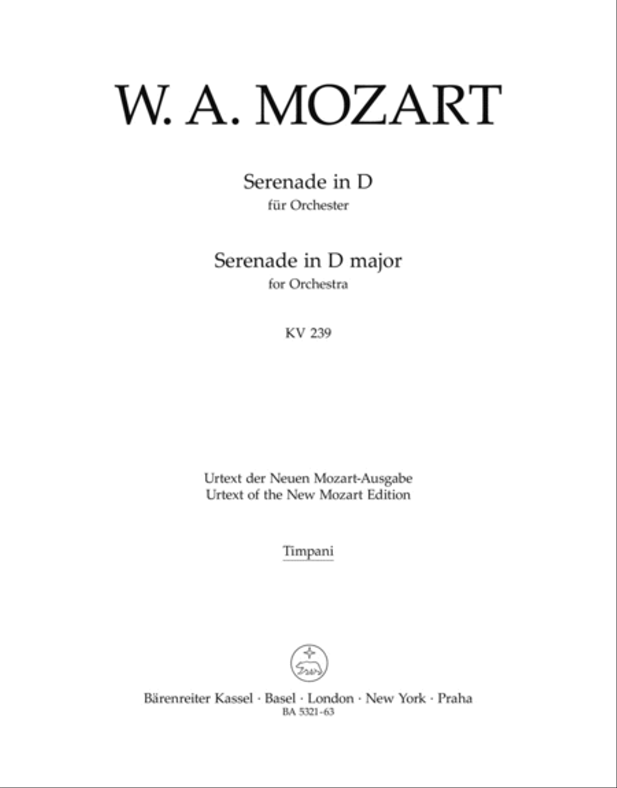 Serenade D major, KV 239 Serenade D major, KV 239 Percussion scores gallery preview page 1