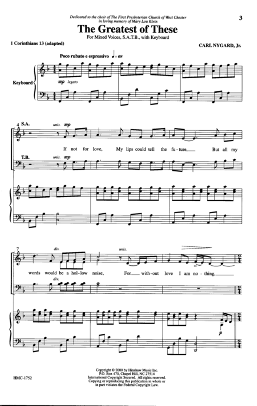 The Greatest of These 4-Part scores gallery preview page 2