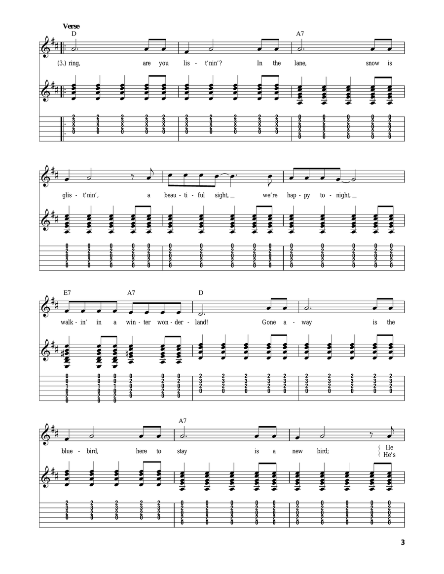 Winter Wonderland Guitar Tablature scores gallery preview page 3