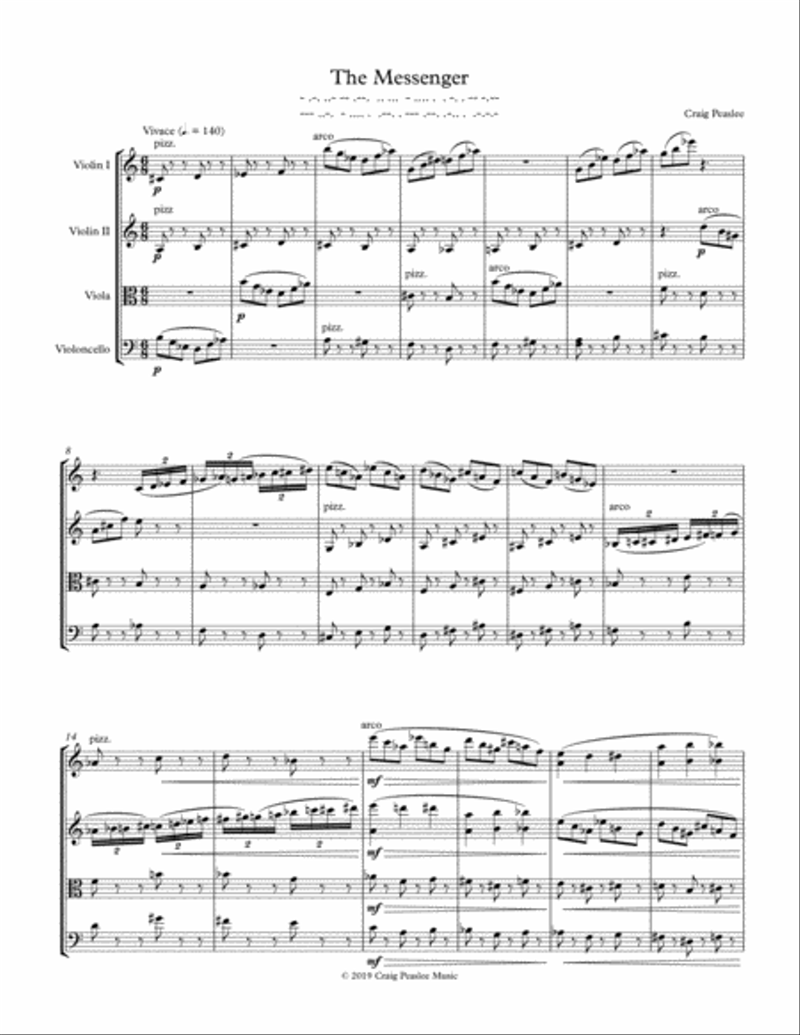 The Messenger for String Quartet (Full Score and Parts) String Quartet scores gallery preview page 3