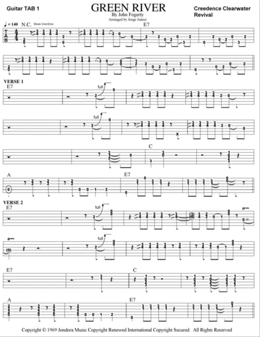 Green River Guitar Tablature scores gallery preview page 1