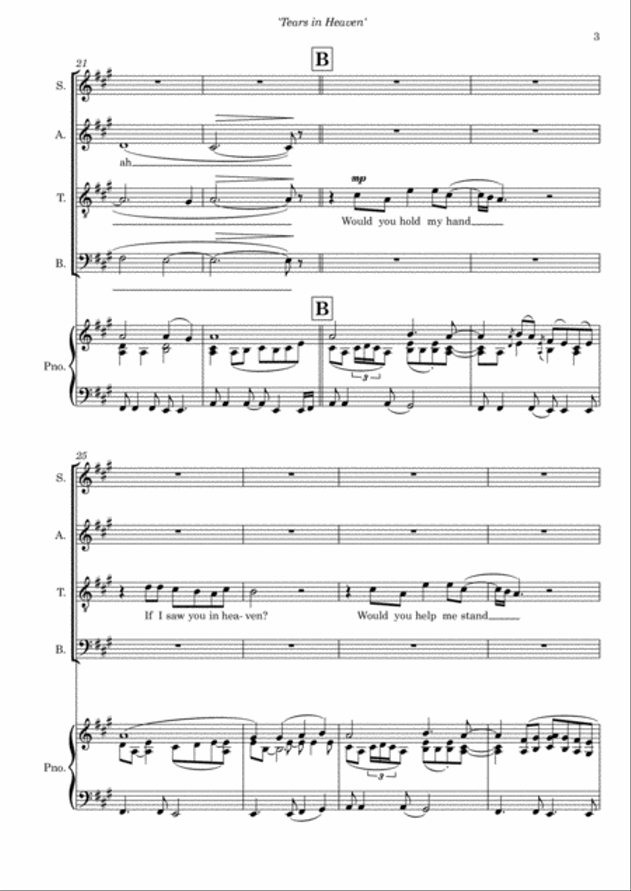Tears In Heaven 4-Part scores gallery preview page 5
