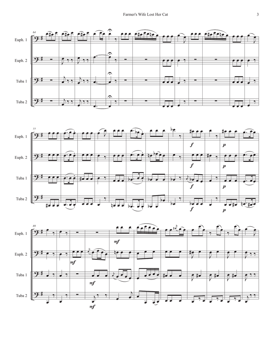Farmer's Wife Lost Her Cat Brass Quartet scores gallery preview page 3