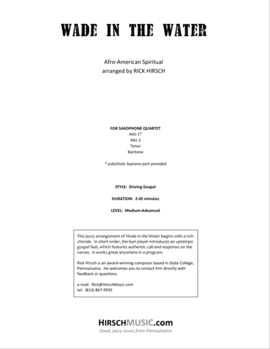 Wade in the Water Woodwind Quartet scores gallery preview page 1