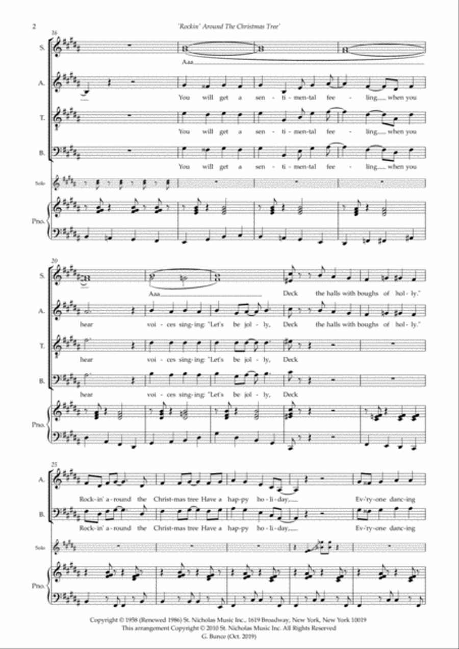Rockin' Around The Christmas Tree 4-Part scores gallery preview page 2