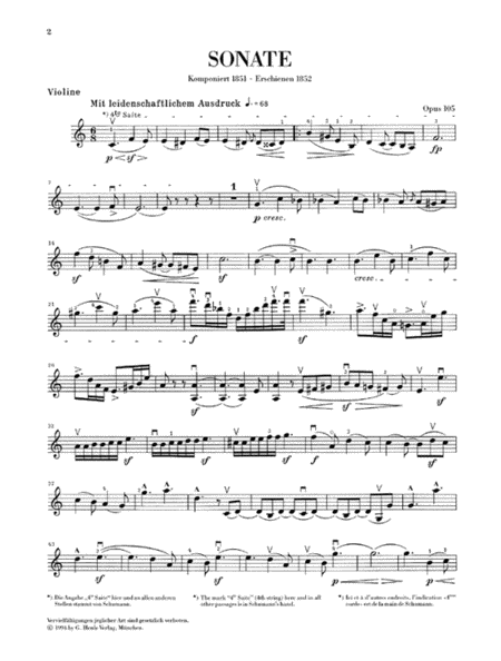 Sonata for Piano and Violin in A Minor Op. 105