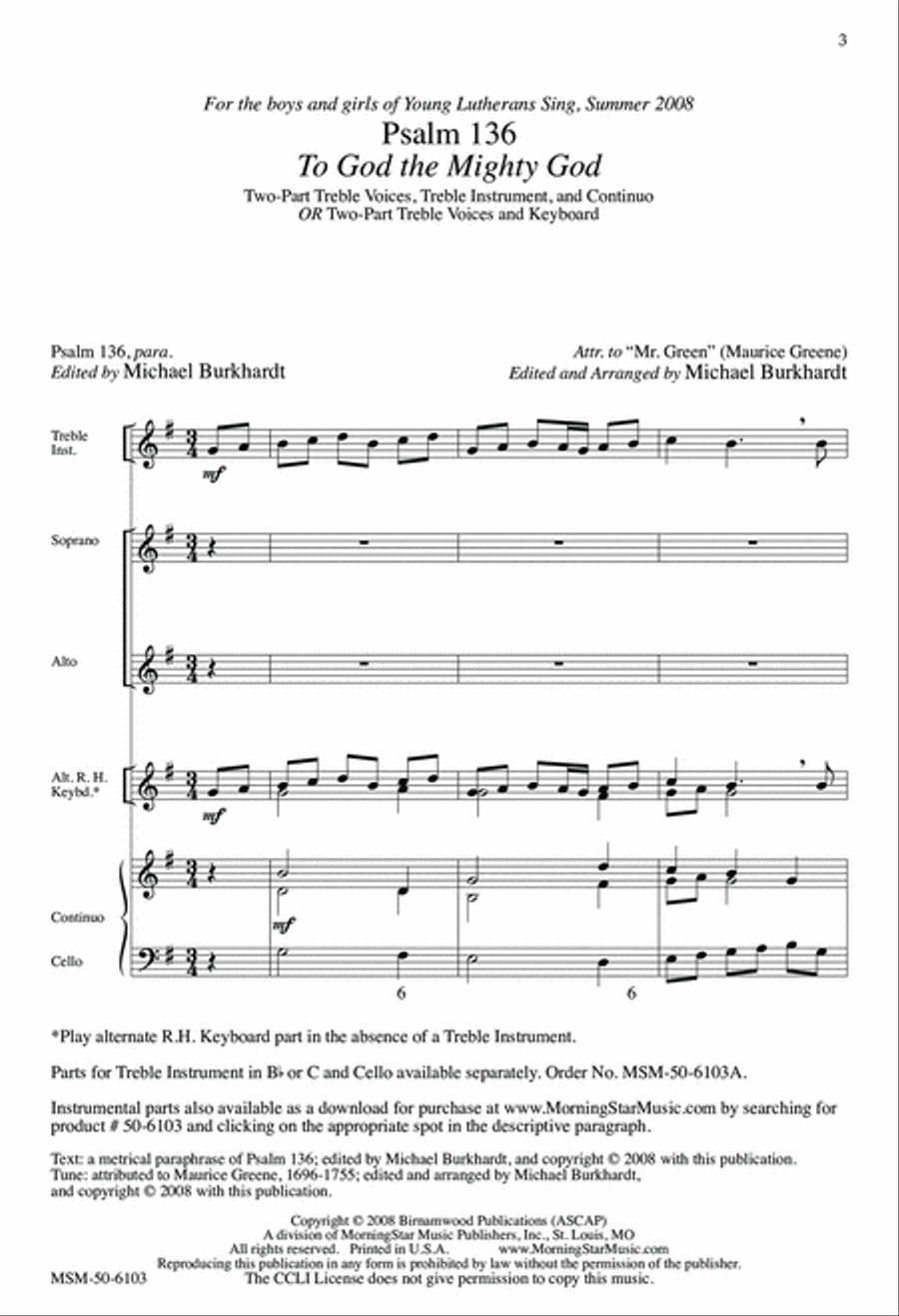 Psalm 136 2-Part scores gallery preview page 3
