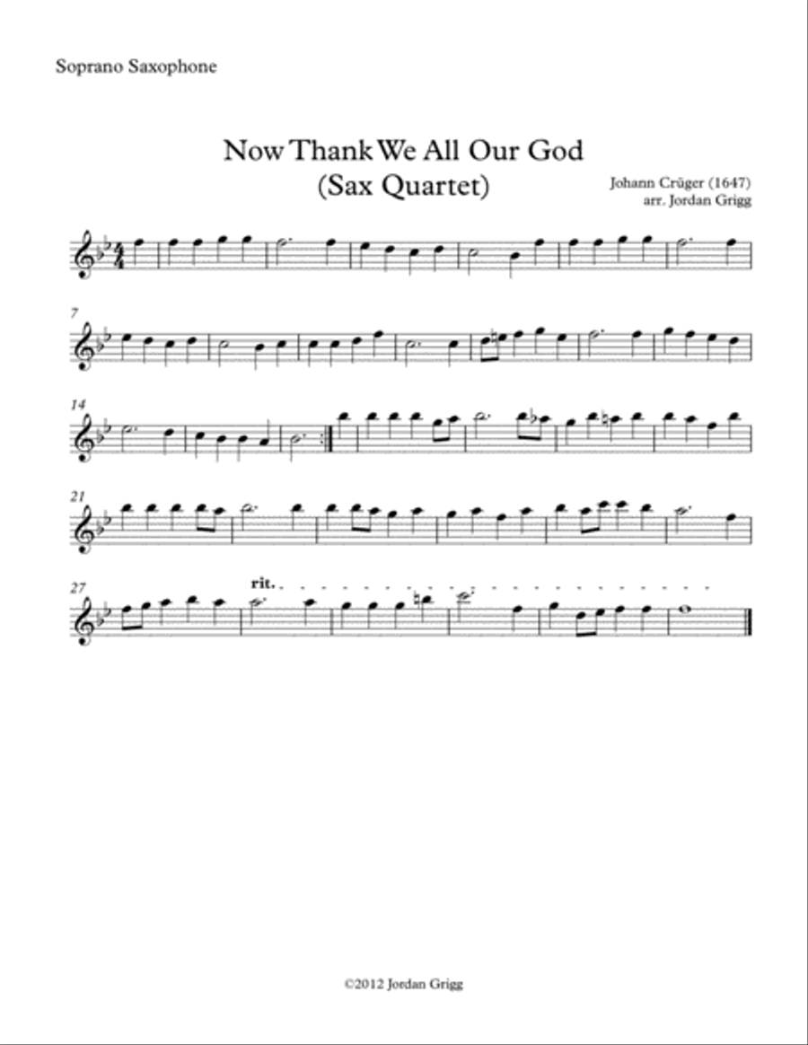 Now Thank We All Our God (Sax Quartet) Saxophone Quartet scores gallery preview page 3