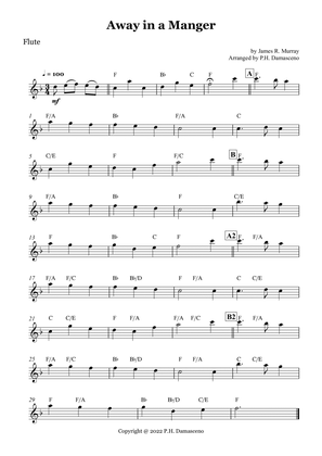 Away in a Manger - Flute Solo with Chords