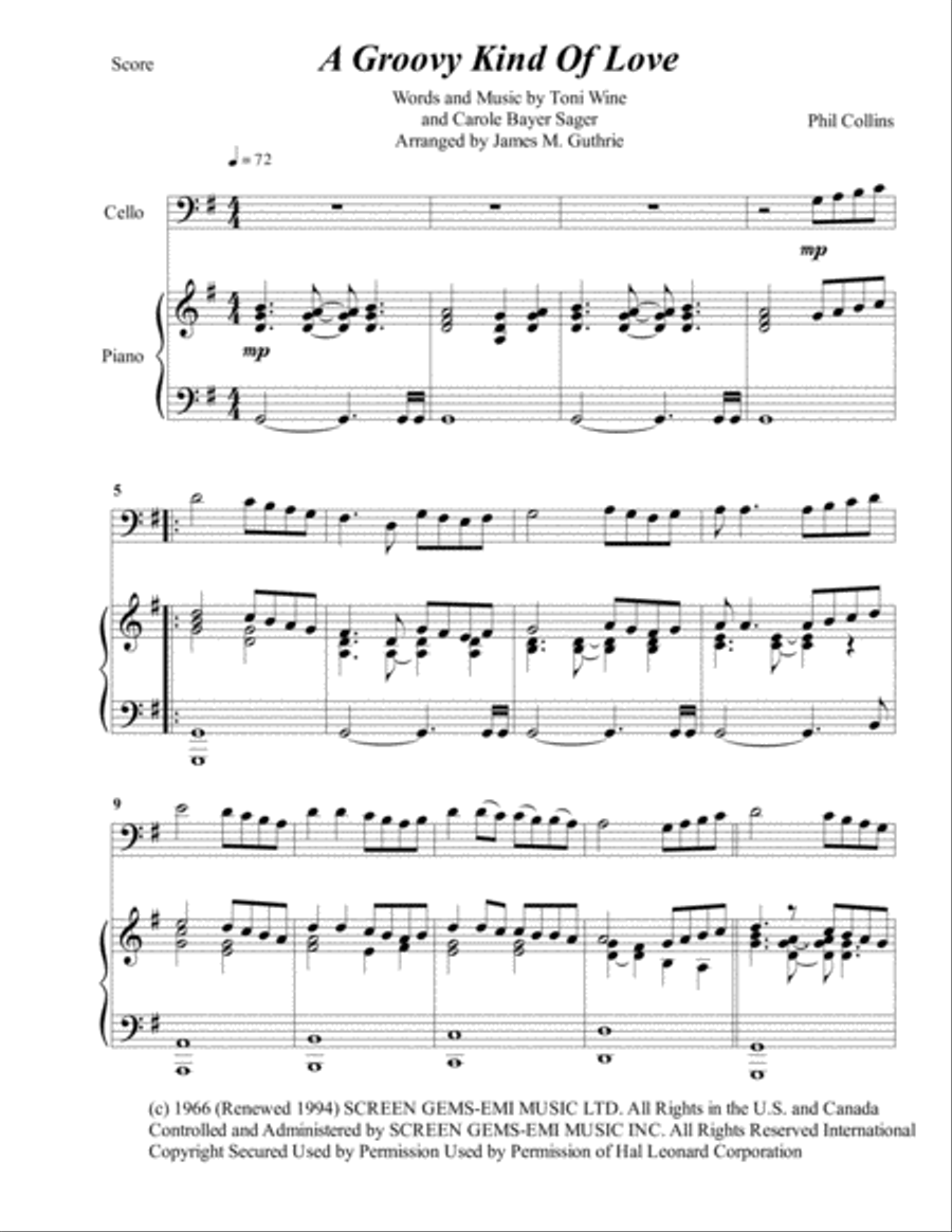 A Groovy Kind Of Love Piano scores gallery preview page 1