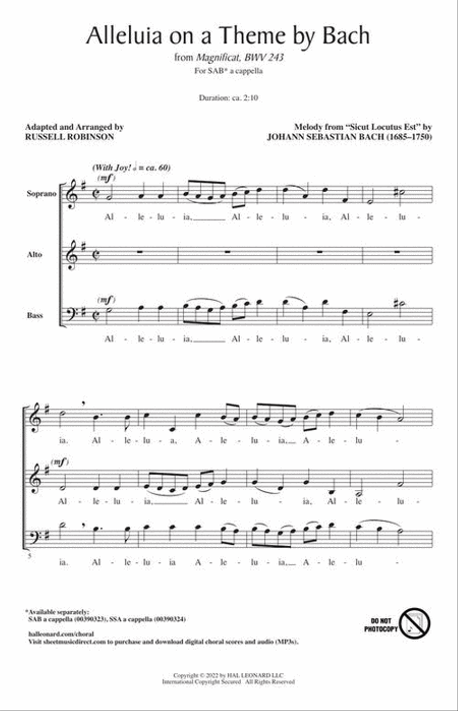 Alleluia on a Theme by Bach (BWV 243) 3-Part scores gallery preview page 4