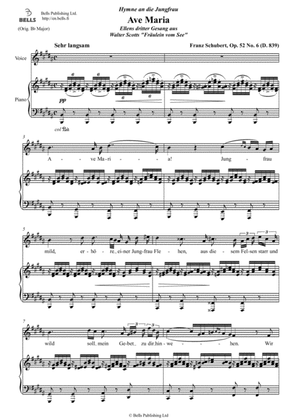 Ave Maria, Op. 52 No. 6 (D. 839) (B Major)