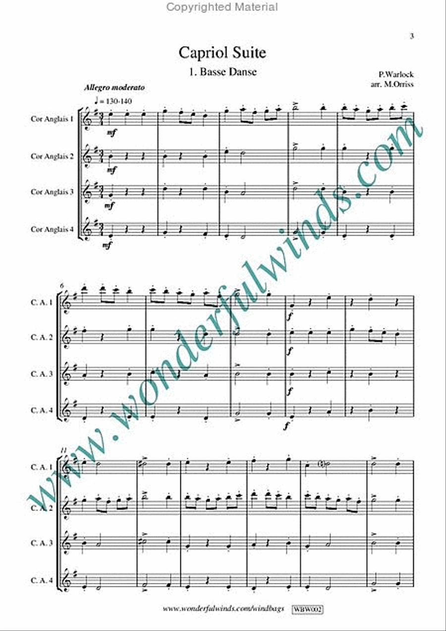Capriol Suite Capriol Suite Woodwind Quartet scores gallery preview page 2