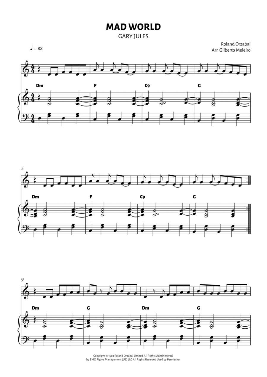 Mad World Mad World Violin Solo scores gallery preview page 1