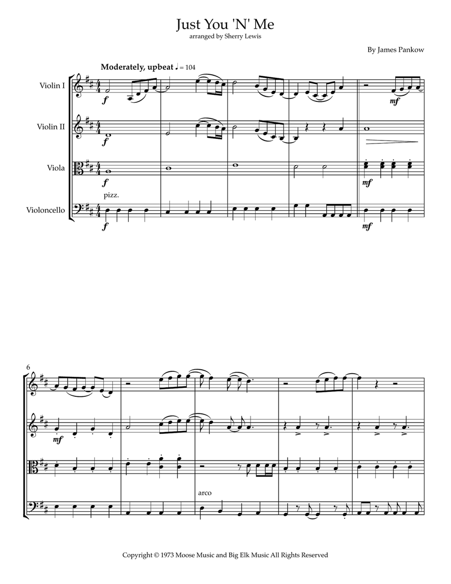 Just You 'n' Me Just You 'n' Me String Quartet scores gallery preview page 3