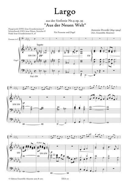 Largo from Symphony No.9 - From the New World - arrangement for trombone and organ