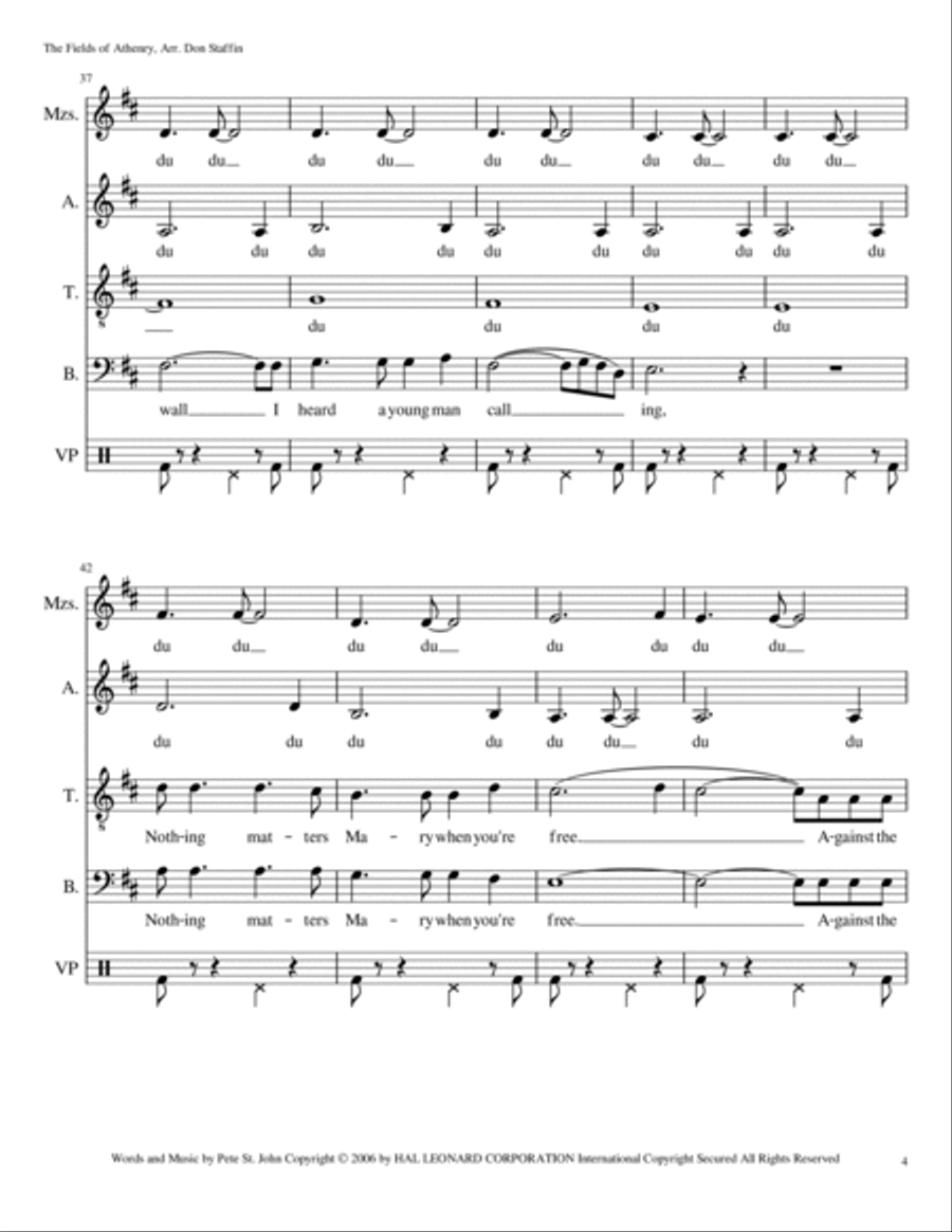 The Fields Of Athenry 4-Part scores gallery preview page 4