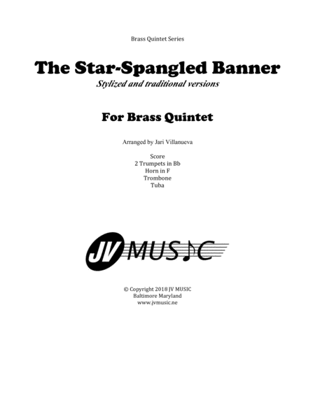 The Star-Spangled Banner Stylized and Traditional Versions for Brass Quintet image number null