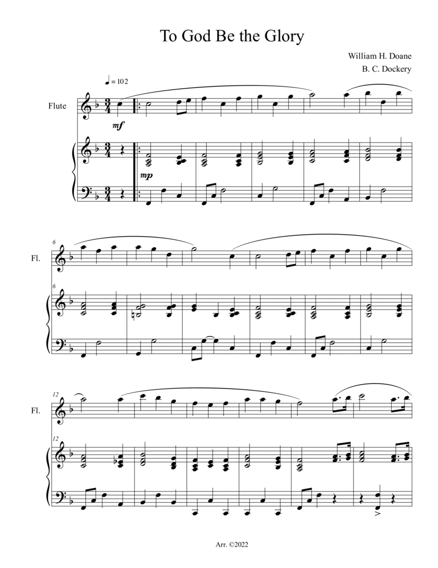 To God Be the Glory (Flute Solo with Piano Accompaniment) Flute Solo scores gallery preview page 1