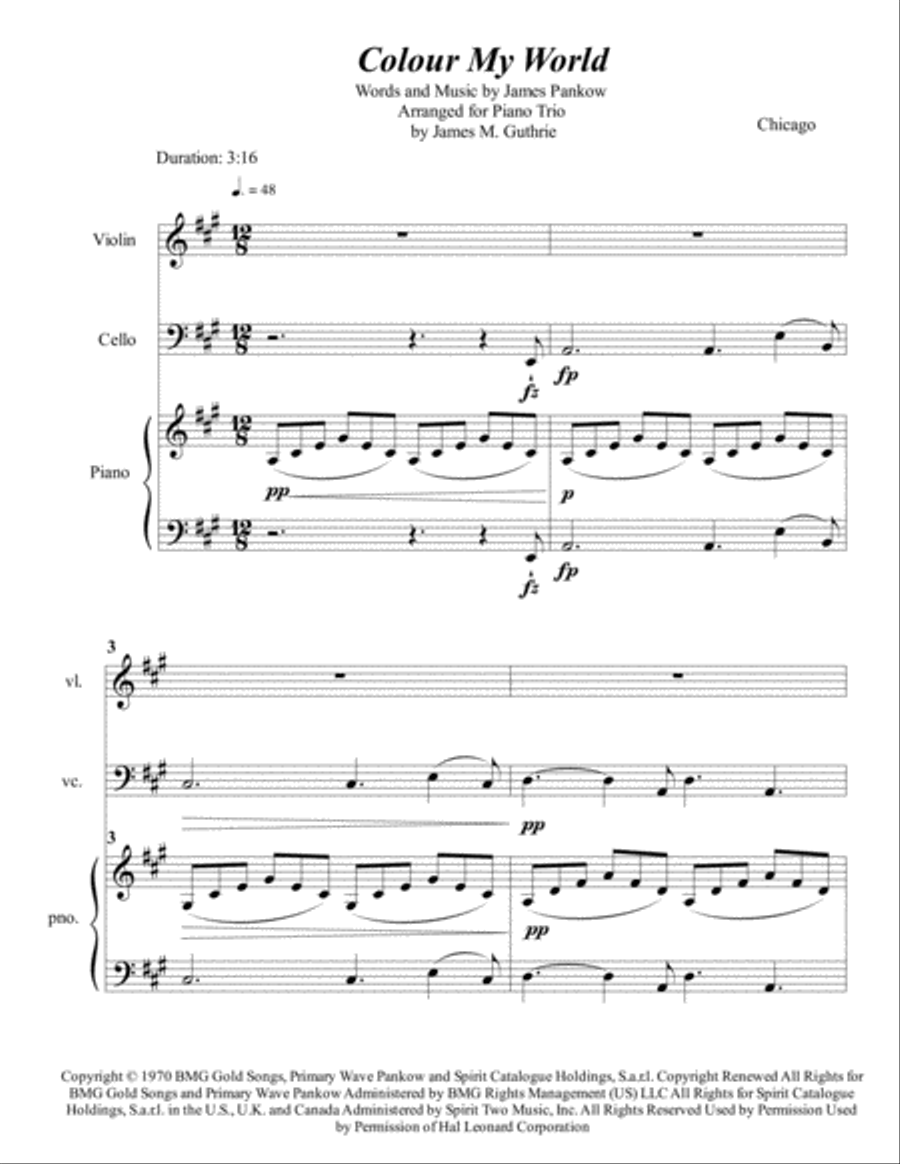 Colour My World Piano Trio scores gallery preview page 1