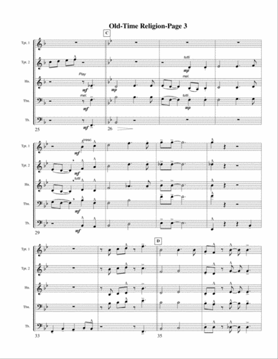 Old-Tiime Religion for Brass Quintet Brass Quintet scores gallery preview page 3