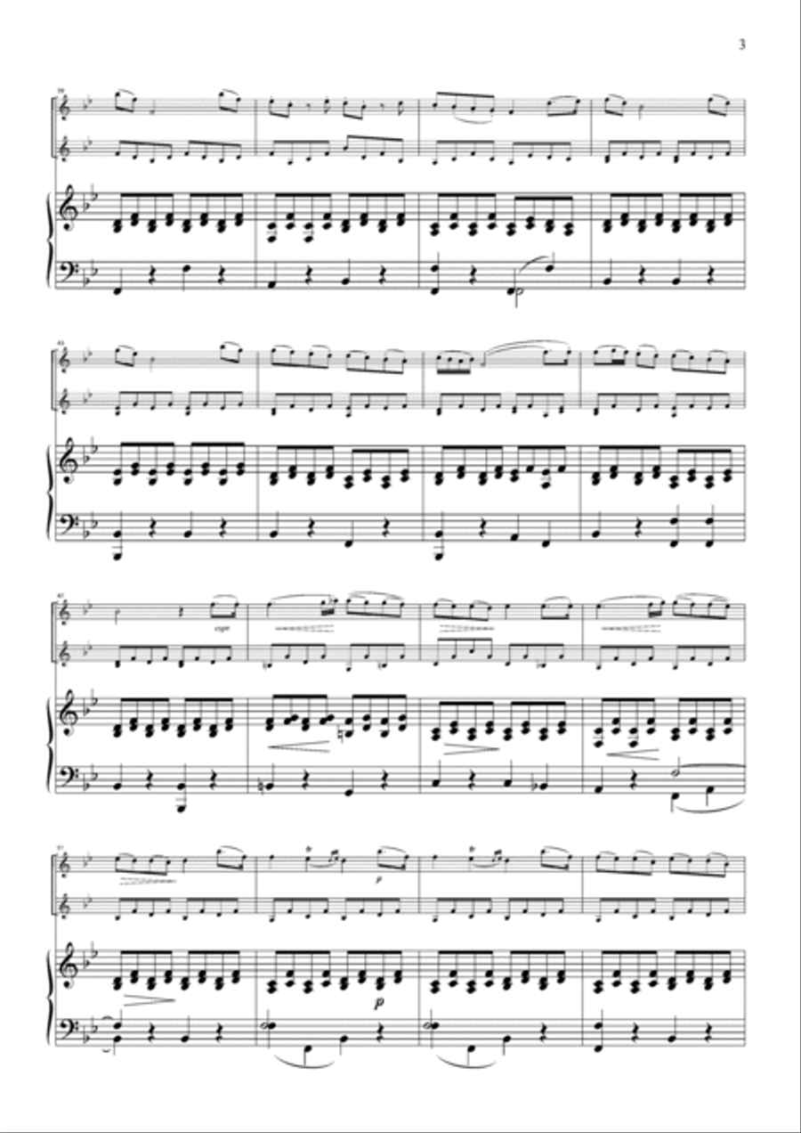 Haydn Serenade (String Quartet No.17, 2nd mvt.), for 2 Violins & Piano, VN213 Piano Trio scores gallery preview page 3